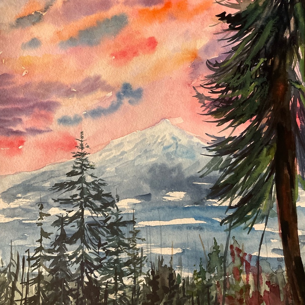 Mountain 🏔️ view watercolor painting